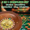 5 in 1 Super Pro Casino Game Set: Blackjack/Texas Hold'em/Roulette/Craps/Poker Kit, 10" Wooden Roulette Wheel, Carrying Case with 300 Clay Chips, 6 Deck Shuffler, 2 Double-Sided Rubber Mat And More view 2