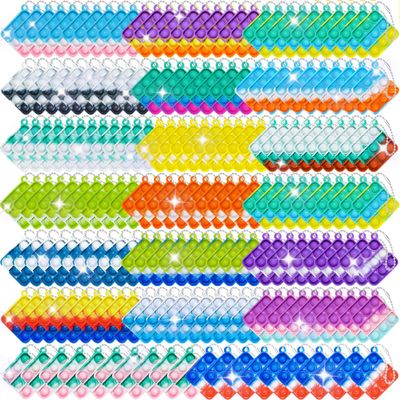200 Pack Mini Pop Keychain Fidget Toys Square Sensory Stress Relief Toy Bulk for Kids & Adults | Party Favors, Goodie Bag Stuffers, Classroom Prizes, Birthday