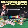 5 in 1 Super Casino Game Set: Blackjack/Texas Hold'em/Roulette/Craps/Poker Kit, 10" Wooden Roulette Wheel, Carrying Case with 360 Plastic Chips, 6 Deck Shuffler, 2 Double-Sided Rubber Mat And More view 3
