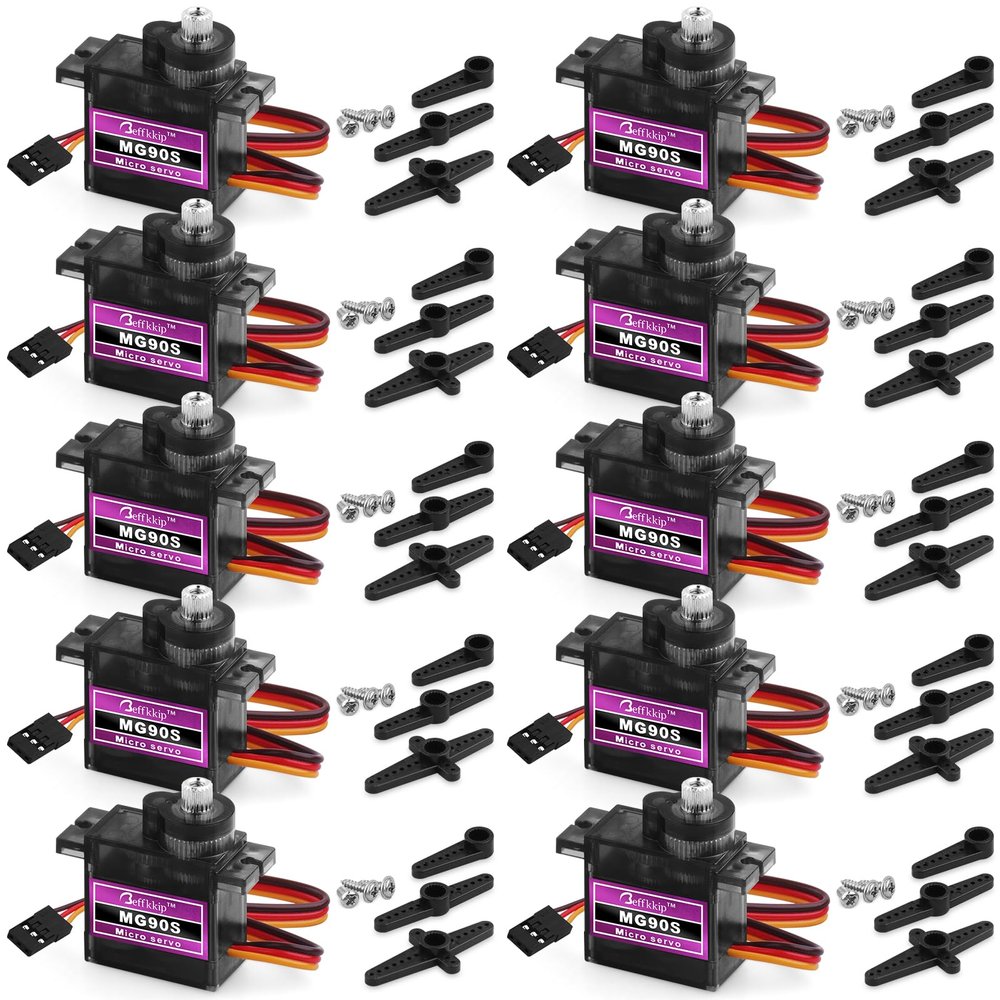 10 Pack Mg90s Servo Motor 9g Micro Servos Kits Metal Gear for DIY Smart Robot Toys RC Toy Car Model Helicopter RC Boat
