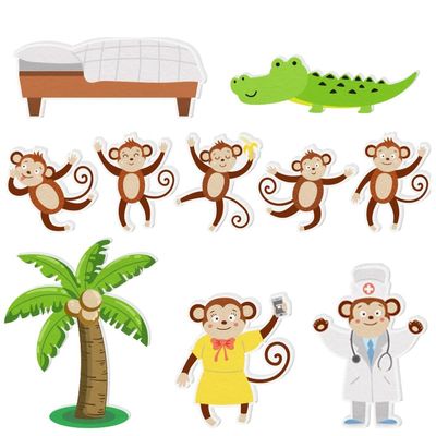 HOOJOJO Five Little Monkeys Nursery Rhymes Felt Board Story Sets Preschool Learning Activities Toddler Interactive Toys Kindergarten Storytelling