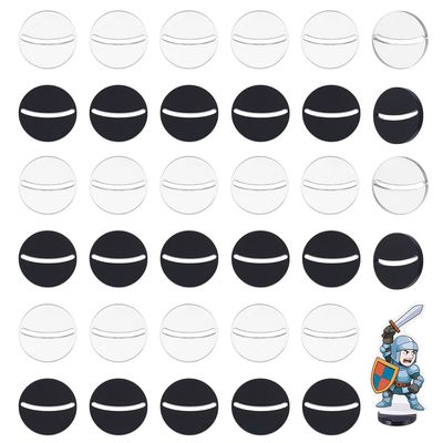 AHANDMAKER 40Pcs 2 Colors Paper Miniature Bases, 1 Inch Game Card Stand with 1.5mm Slot Paper Figure Holder for Table Top War Game Birthday Party Decorations, Black & Clear 20mm