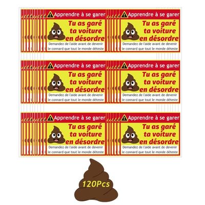 120pcs French Parking Violation Stickers Illegally Parked Decal 2x3 Inch Multi Reasons Parking Violation Label Funny Prank Its Time to Punish Parking Lot Idiots Gag Gift
