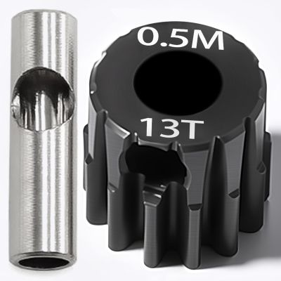 0.5M Pinion Gear 13T Hardened Steel 3.175mm Bore with 2.3mm Adapter, Precision Motor Gear for ARRMA 1/14 Typhon 1/16 Mojave 1/18 Granite, Losi 1/12, 0.5Mod Gear 13T-27T for HOBBYWING Motors
