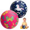 U&C Planet Playground Balls for Toddler 1-3, 2 Pack 6 inches Rubber Balls with Pump, Kickball Outdoor Indoor Game for Kids 1-5 Years, Catoon Balls with Unicorn Butterfly for Boys Girls view 1
