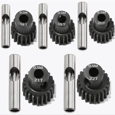 0.5M Pinion Gear 18T 19T 20T 21T 22T Hardened Steel 3.175mm Bore with 2.3mm Adapter Shaft, Gear for ARRMA 1/14 Typhon 1/16 Mojave 1/18 Granite, Losi 1/12, 0.5Mod Gear 13T-27T for HOBBYWING Motors