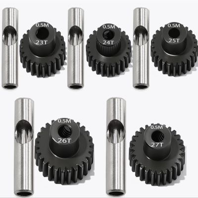 0.5M Pinion Gear 23T 24T 25T 26T 27T Hardened Steel 3.175mm Bore with 2.3mm Adapter, Gear for ARRMA 1/14 Typhon 1/16 Mojave 1/18 Granite, Losi 1/12, 0.5Mod Gear 13T-27T for HOBBYWING Motors