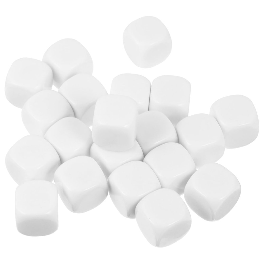 BESPORTBLE 20pcs Rounded Corner Acrylic Blank Dices Fun Blank Dice for Boys and Girls DIY Math Teaching Props