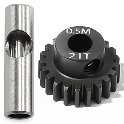 0.5M Pinion Gear 21T Hardened Steel 3.175mm Bore with 2.3mm Adapter, Precision Motor Gear for ARRMA 1/14 Typhon 1/16 Mojave 1/18 Granite, Losi 1/12, 0.5Mod Gear 13T-27T for HOBBYWING Motors