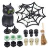Garneck 25Pcs Halloween Miniature Figurines Mini Resin Skull Head Cauldron Black Cat Witch Hat Broom Craft Decorations for Halloween Dollhouse Table Decorations view 1