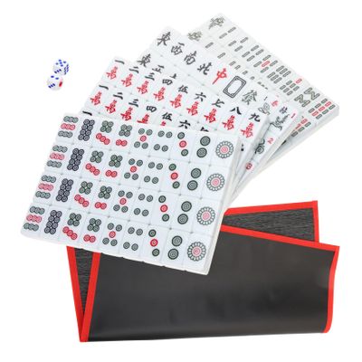 BRIGHTFUFU 1Set Portable Mini Mahjong Set Tiles with Bag for Camping Travel Home Entertainment Friends and Family
