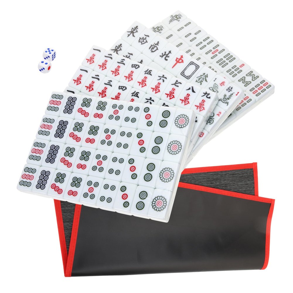BRIGHTFUFU 1Set Portable Mini Mahjong Set Tiles with Bag for Camping Travel Home Entertainment Friends and Family