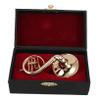 Abaodam Miniature French Horn Model Brass Musical Instrument Ornament with Stand for Music Collectors and Home Decor Intricate Detailing Compact Design view 1