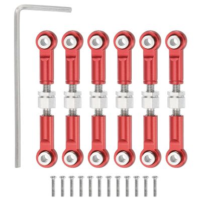 MECCANIXITY 6 Pcs Steering Servo Turnbuckle Rod RC Aluminum Alloy Linkages for A959 A969 A979 K929 1/18 On-Road RC Car (Red, 37mm)