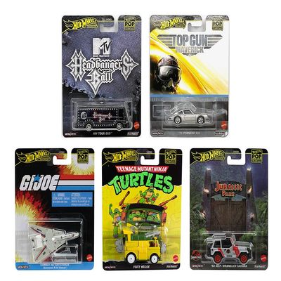 1:64 Scale Diecast Model Car Compatible with Hot Wheels Premium Pop Culture 2025 K Case Set of 5 Cars, HXD63-956K