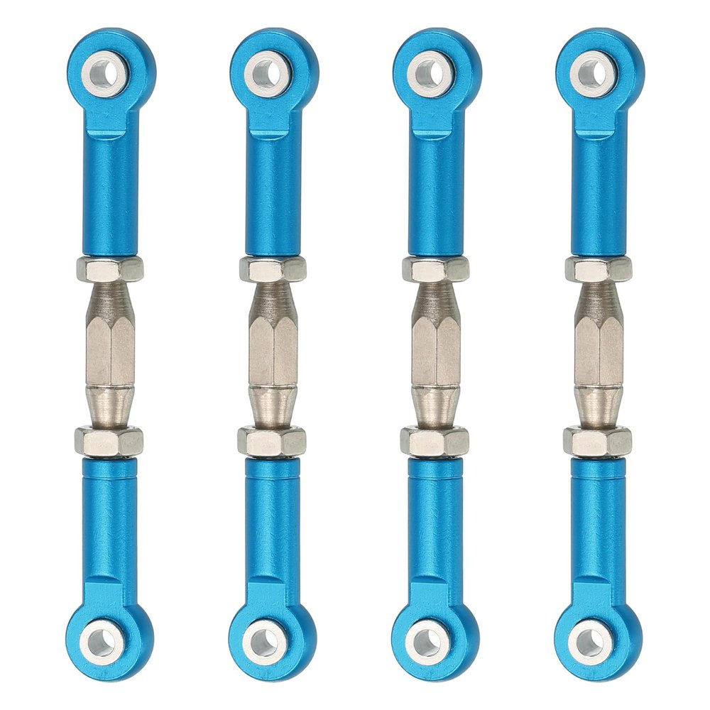MECCANIXITY 4 Pcs Steering Servo Turnbuckle Rod RC Aluminum Alloy Linkages for HSP 1/10 94123 On-Road RC Car (Blue, 62mm)