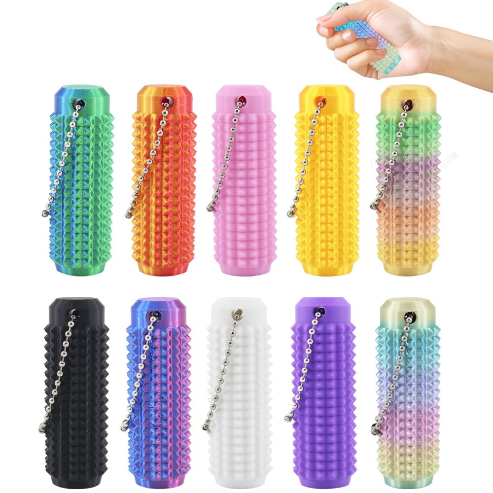 10PCS Little Ouchies Fidget,Portable Stim Toolocket-Sized Fidget Toys Sensory Keychain,3D Printed Venting Key Pendant, Stim Keychain for Anxiety Relief Positive