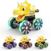 Intoypad Yellow Triceratops Dino Monster Truck  Toddler Push Car Toy with LED Wheels  Press & Go Dinosaur Toy Vehicle for Kids Ages 2 3 4 5  Chomping Mouth Light-Up Action Toy for Boys Girls view 1