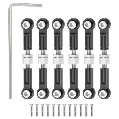 MECCANIXITY 6 Pcs Steering Servo Turnbuckle Rod RC Aluminum Alloy Linkages for A959 A969 A979 K929 1/18 On-Road RC Car (Black, 37mm)