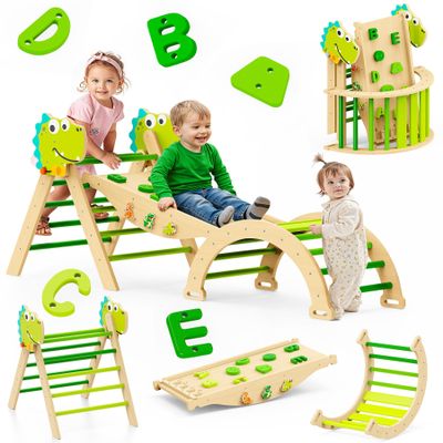 Philnas Pikler Triangle Set, 11-in-1 Montessori Climbing Toy for Toddlers, Foldable Wooden Indoor Jungle Gym & Playground Climber for Learning and Motor Skills (18 Months7 Years)
