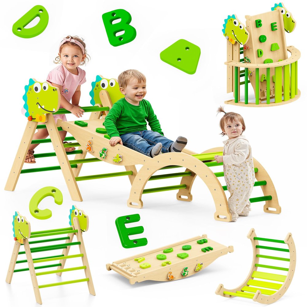 Philnas Pikler Triangle Set, 11-in-1 Montessori Climbing Toy for Toddlers, Foldable Wooden Indoor Jungle Gym & Playground Climber for Learning and Motor Skills (18 Months7 Years)