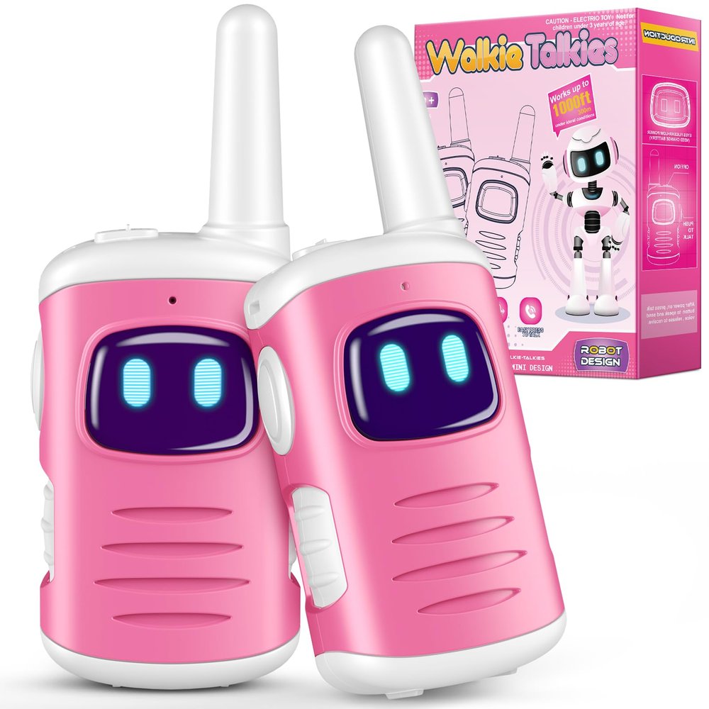 Kids Walkie Talkies Gifts for Girls: Toys Walkie Talkies for Kids 2 Pack Easter Birthday Gifts for 3 4 5-7 Year Old Girls Grandkids Toys Age 4-5 6-8 Years Old Basket Stuffers Pink