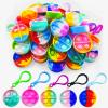 100 Pack Round Pop Fidget Keychain Pop Fidget Toys Bulk Party Favors for Kids 4-8,8-12 Years, Goodies Bag Stuffers Bulk, Gift for Kids, Boys, Girls view 1