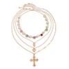 5 * 4cm Heart Imitation Pearl Chain Necklace Women Jesus Cross Pendant Choker,Gold,41+7cm view 1