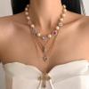 5 * 4cm Heart Imitation Pearl Chain Necklace Women Jesus Cross Pendant Choker,Gold,41+7cm view 2