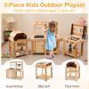 Costzon 3-Piece Mud Kitchen, Fir Wooden Play Kitchen & BBQ Grill Playset & Pizza Oven, 14 Toy Food & Cooking Accessories, Sink, Stoves, Outdoor Mud Table for Kids 3+ Years view 2