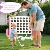 67i Large Outdoor 4-in-a-Row Game Set Adjustable Height  Giant Backyard Combo with Golf, Ring Toss, Basketball (Pink) view 3