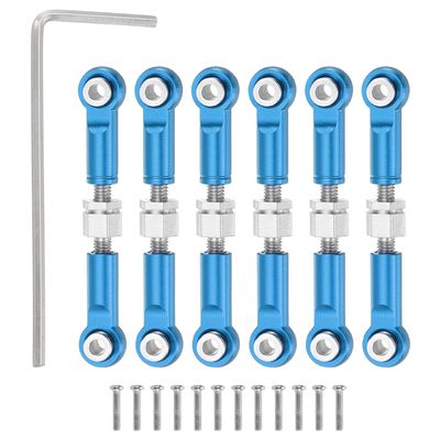 MECCANIXITY 6 Pcs Steering Servo Turnbuckle Rod RC Aluminum Alloy Linkages for A959 A969 A979 K929 1/18 On-Road RC Car (Blue, 37mm)