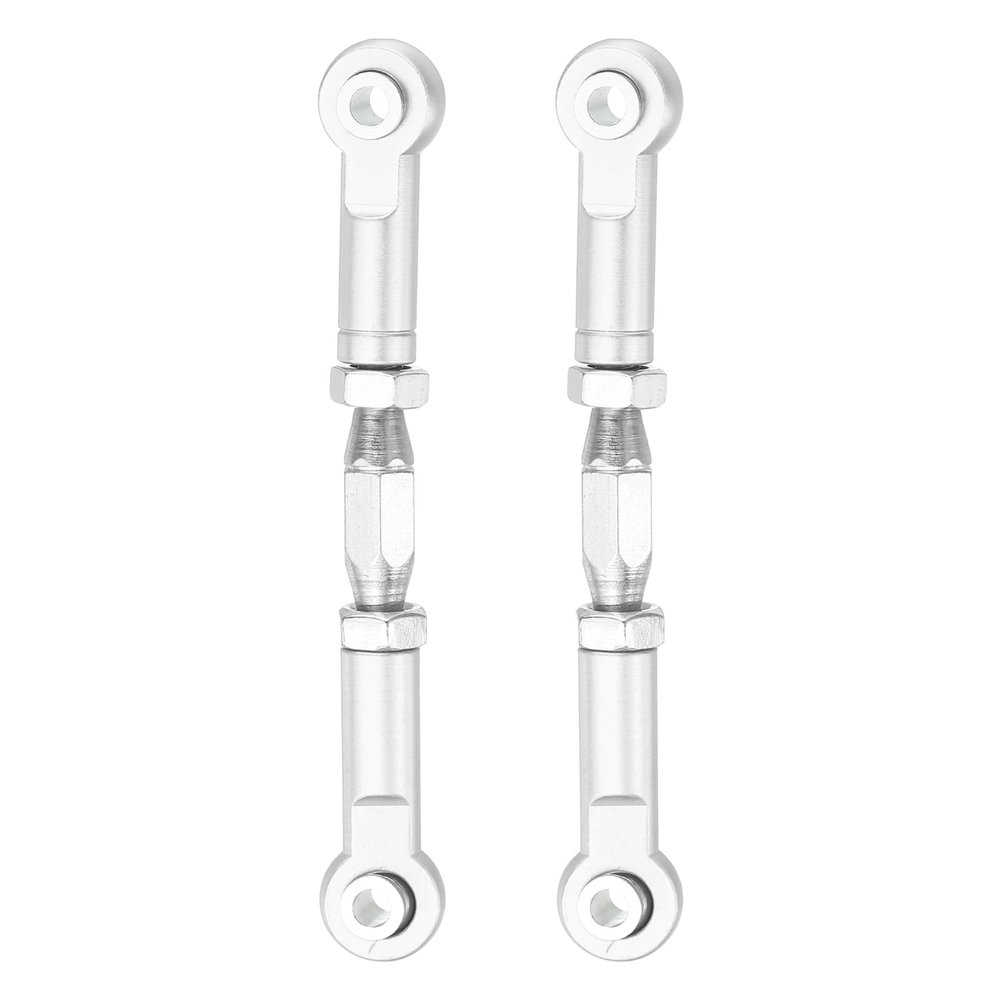 MECCANIXITY 2 Pcs Steering Servo Turnbuckle Rod RC Aluminum Alloy Linkages for HSP 1/10 94123 On-Road RC Car (Silver Tone, 62mm)
