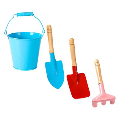 CORHAD 1set Boys and Girls Gardening Tools Set Mini Garden Tools Metal Shovel Hoe Rake and Colorful Bucket Lightweight and Ergonomic Design for Boy Girl for Flower and Vegetable Planting