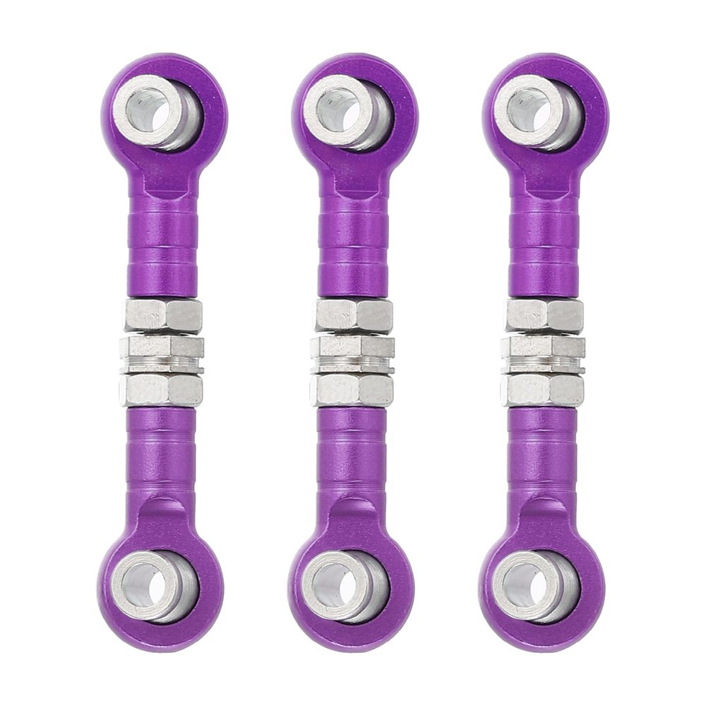 MECCANIXITY 3 Pcs Steering Servo Turnbuckle Rod RC Aluminum Alloy Linkages for HSP 1/10 94123 On-Road RC Car (Purple, 32mm)