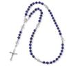 6/8mm Catholic Jesus Cross Bracelet Men Religious Rosary Bangle 50CM Natural Stone Bead Bracelet,African,50cm view 3