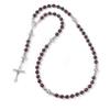 6/8mm Catholic Jesus Cross Bracelet Men Religious Rosary Bangle 50CM Natural Stone Bead Bracelet,African,50cm view 4