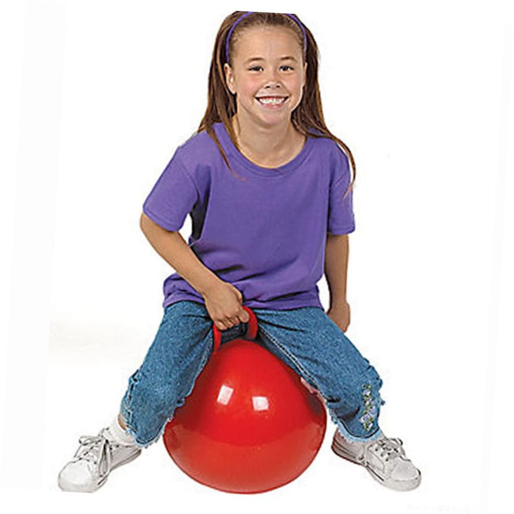 ERINGOGO Inflatable Bounce Ball with Handle Red PVC Hop Ball for Boy Girl Promotes Coordination and Balance for Indoor and Outdoor Fun