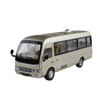 1 24 for Toyota Coaster Bus Alloy Car Model Sound and Light Pull Back Car Enthusiasts Collectibles Birthday Gift Simulation Vehicle Playset(Gray)