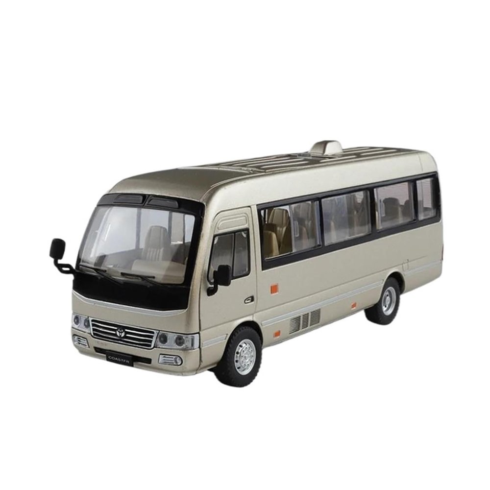 1 24 for Toyota Coaster Bus Alloy Car Model Sound and Light Pull Back Car Enthusiasts Collectibles Birthday Gift Simulation Vehicle Playset(Gray)