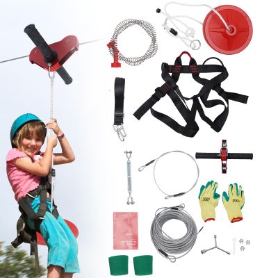 LYNICESHOP Zip Line Kit for Backyard, Length 48M 160FT Heavy Duty 5mm Adults Zip Wire up to 330lbs, for Outdoor Playground Equipment