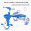 SEREED Colorful Lighting Toddler Tricycle for 2-5 Years Old Boys Girls, Adjustable Seat&Handlebar Trike, Removable Basket, Birthday Gift Idea for Kids Ages 2+ (Blue) view 4