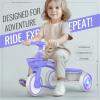 SEREED Colorful Lighting Toddler Tricycle for 2-5 Years Old Boys Girls, Adjustable Seat&Handlebar Trike, Removable Basket, Birthday Gift Idea for Kids Ages 2+ (Purple) view 2