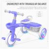 SEREED Colorful Lighting Toddler Tricycle for 2-5 Years Old Boys Girls, Adjustable Seat&Handlebar Trike, Removable Basket, Birthday Gift Idea for Kids Ages 2+ (Purple) view 4