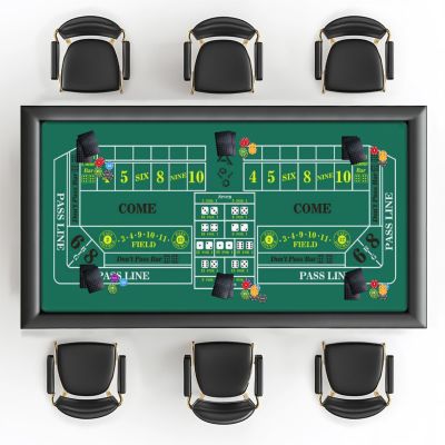 AQQA Craps Table Top 70" x 35 ",Durable, Water-Resistant Mat Rectangle Las Vegas Style Green Casino Poker Table Cover Mat, Great for Poker Game Night Events Theme Party Fundraisers & Gatherings