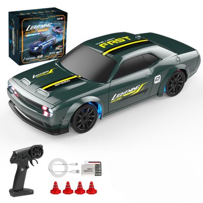 Aetheria RC Drift Car 1/43 Scale 4WD Full-Proportional Racing Car Radio Control High Speed Model with LED Lights, Mini Race Vehicle Ready to Go Without Gyro - Green