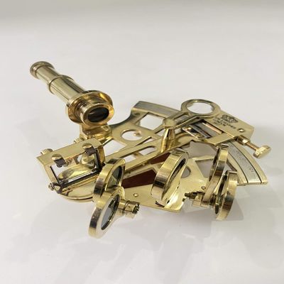 5" Brass Working Sextant Handcrafted Antique Nautical Instrument  Vintage Astrolabe Replica for Display, Education, or Gift Box