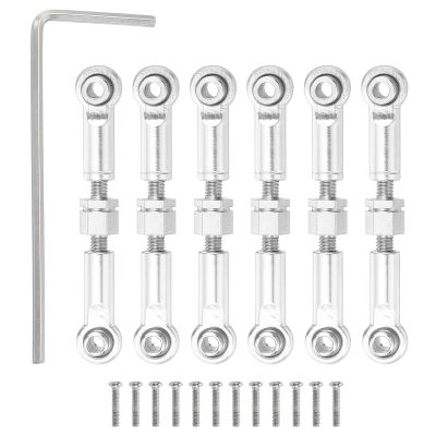 MECCANIXITY 6 Pcs Steering Servo Turnbuckle Rod RC Aluminum Alloy Linkages for A959 A969 A979 K929 1/18 On-Road RC Car (Silver Tone, 37mm)
