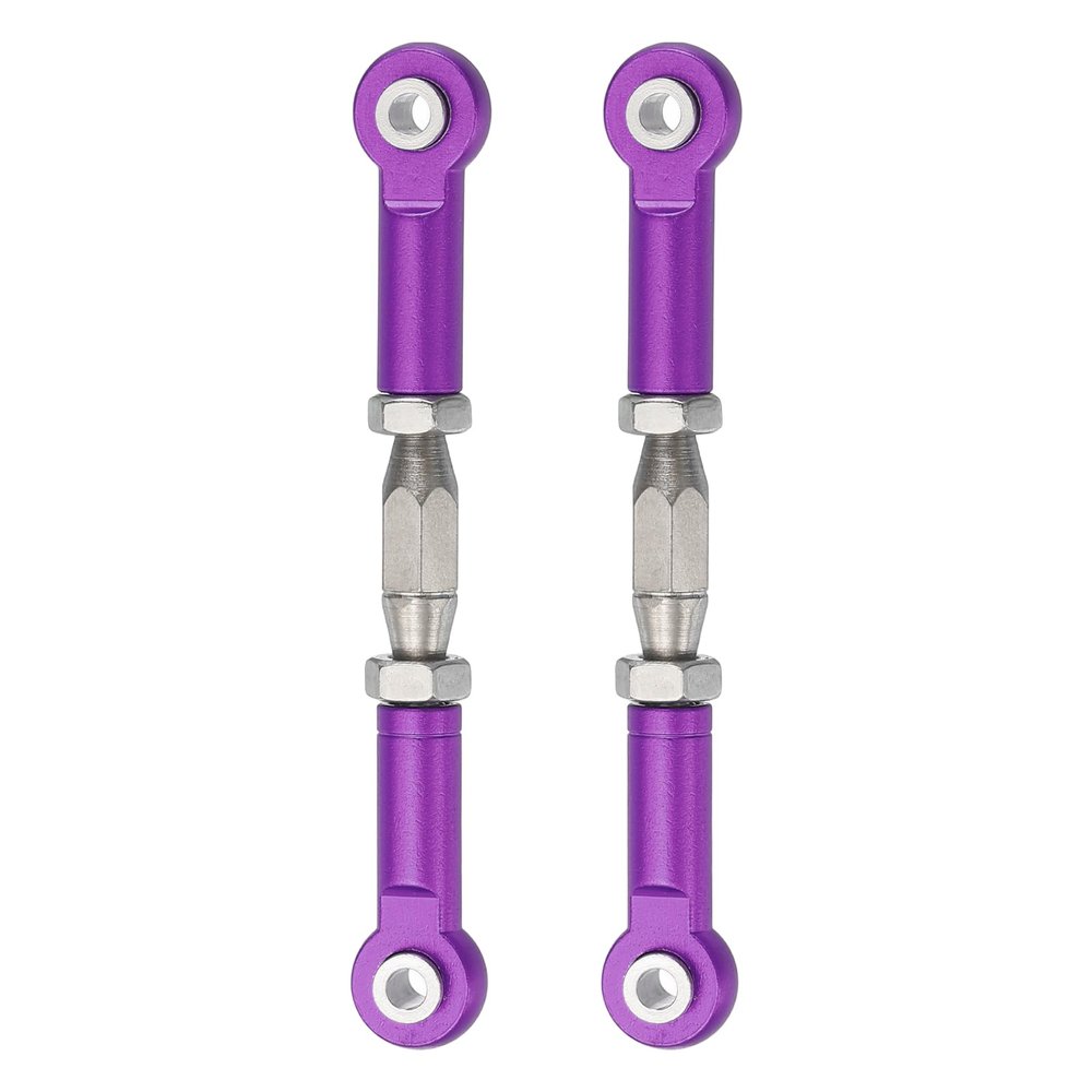 MECCANIXITY 2 Pcs Steering Servo Turnbuckle Rod RC Aluminum Alloy Linkages for HSP 1/10 94123 On-Road RC Car (Purple, 62mm)