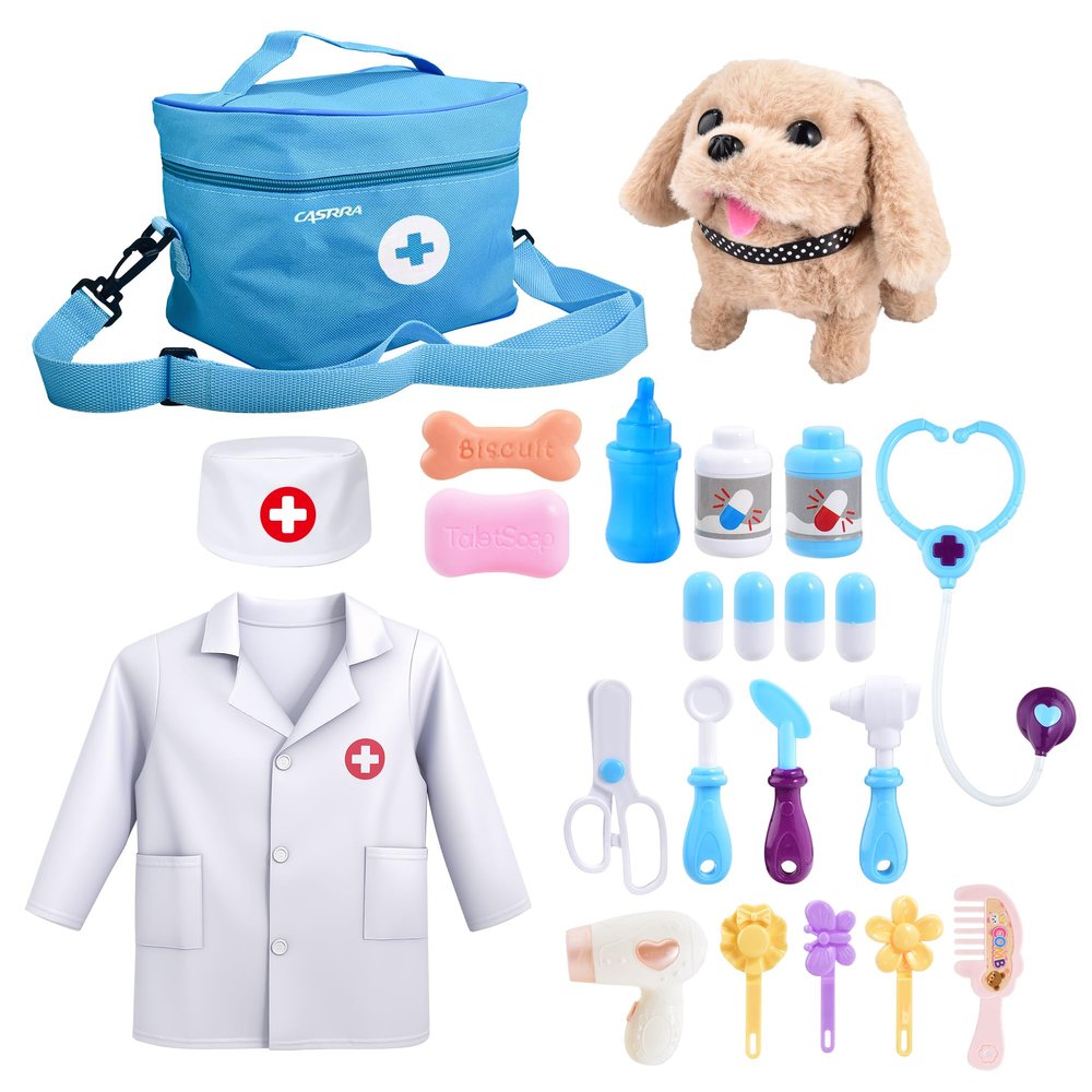 Doctor Kit for Toddlers 3-5 Doctors Play Set Toddler Girl Toys 3 4 5 Year Old Girl Birthday Gift Dog Puppy Vet Kit Kids Veterinarian Playset